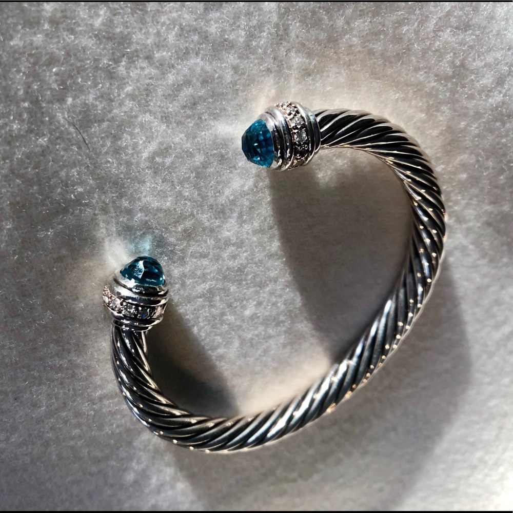 David Yurman Diamond and Blue Topaz Bracelet